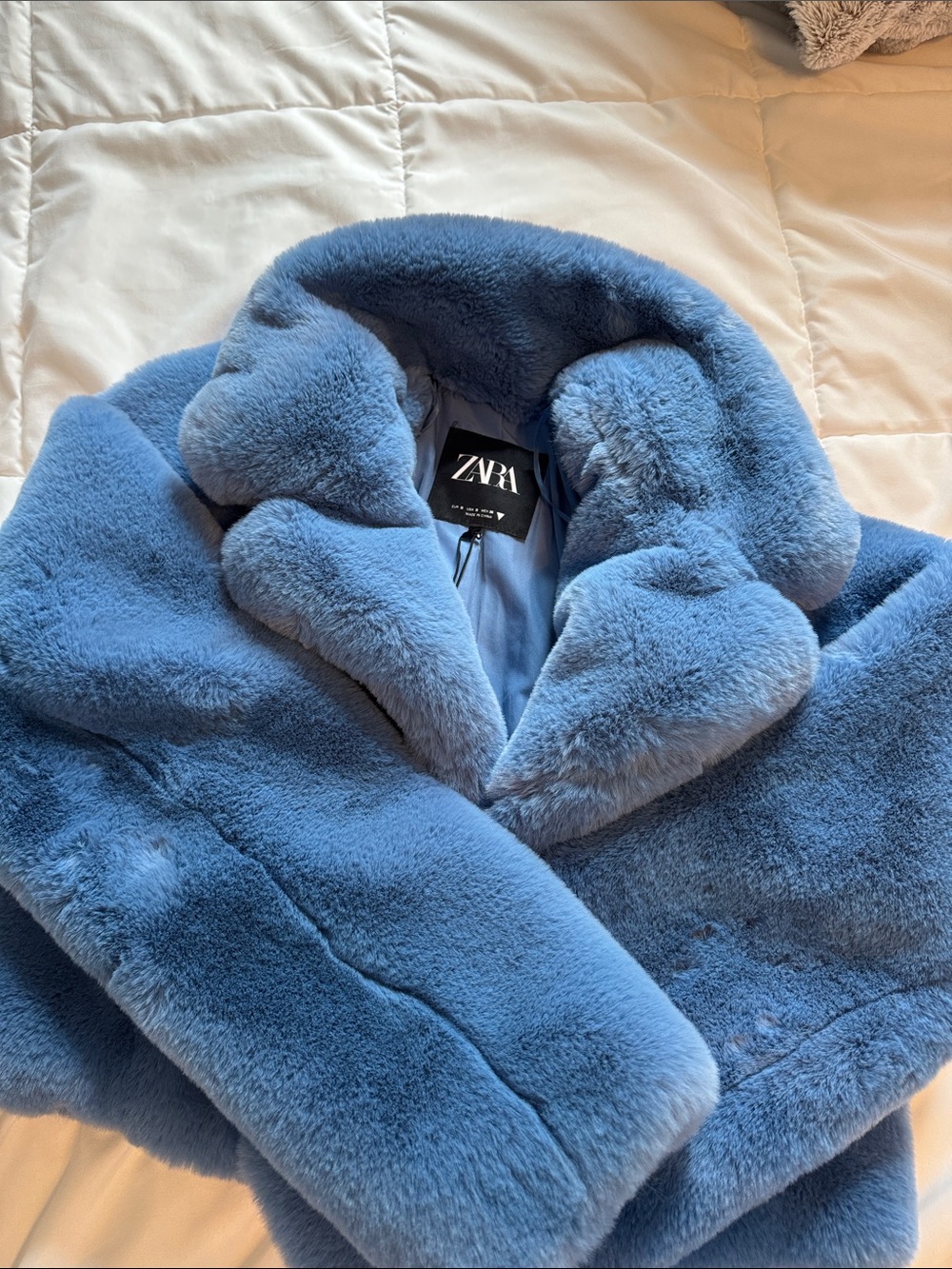 Zara Dusty Blue Plush Teddy Jacket